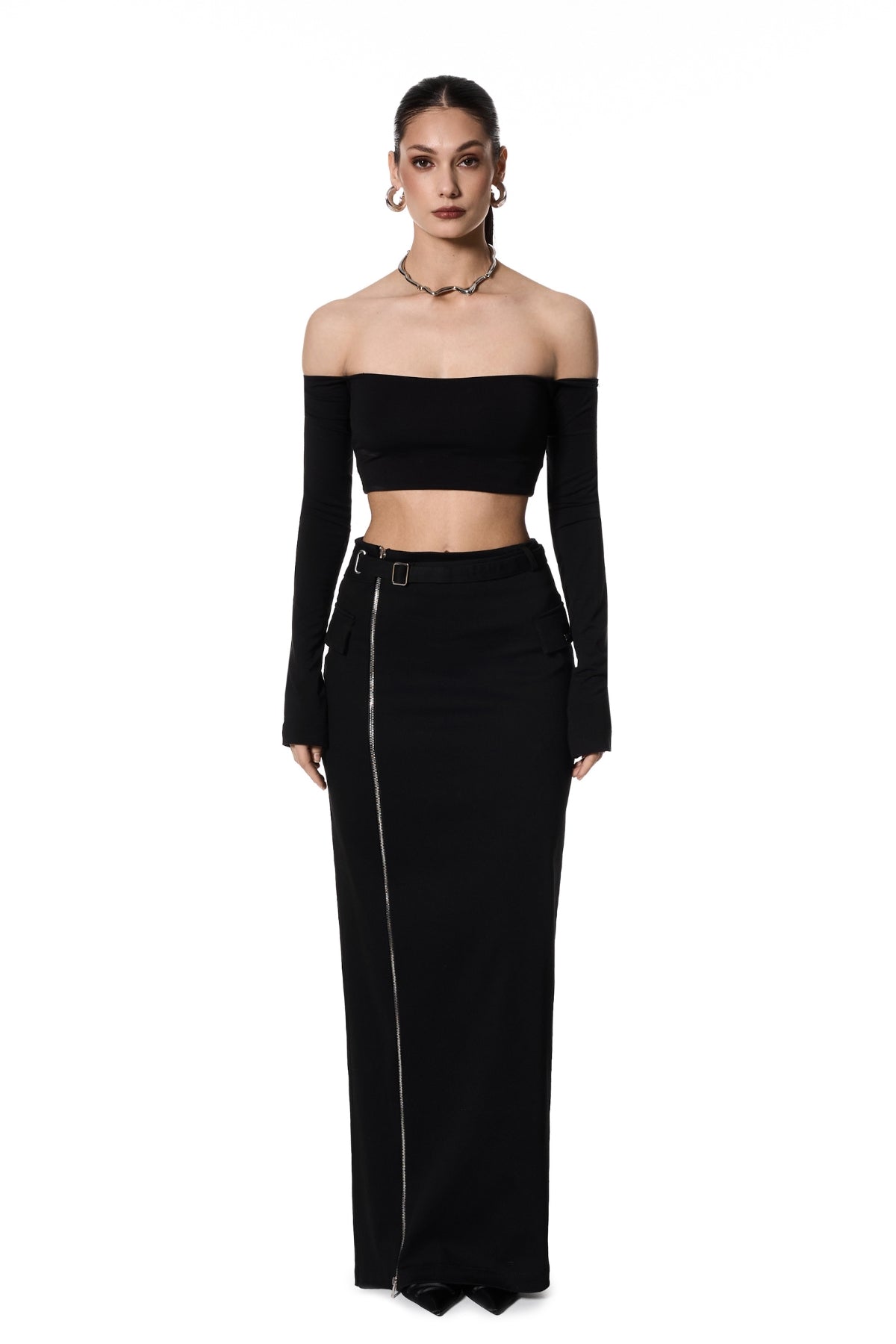 Top bandeau con mangas largas