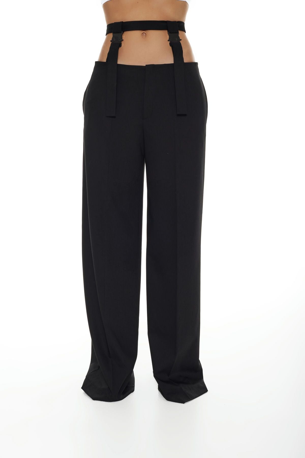 Pantalón con cinturón, negro con cinturó