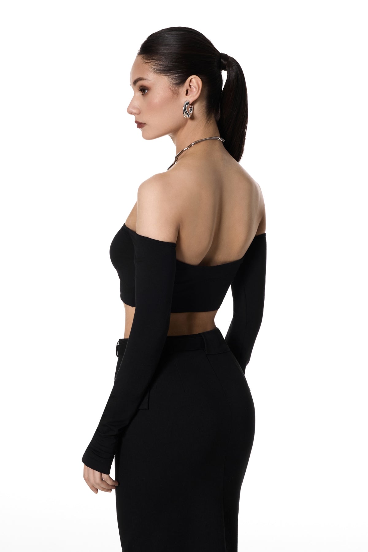 Top bandeau con mangas largas