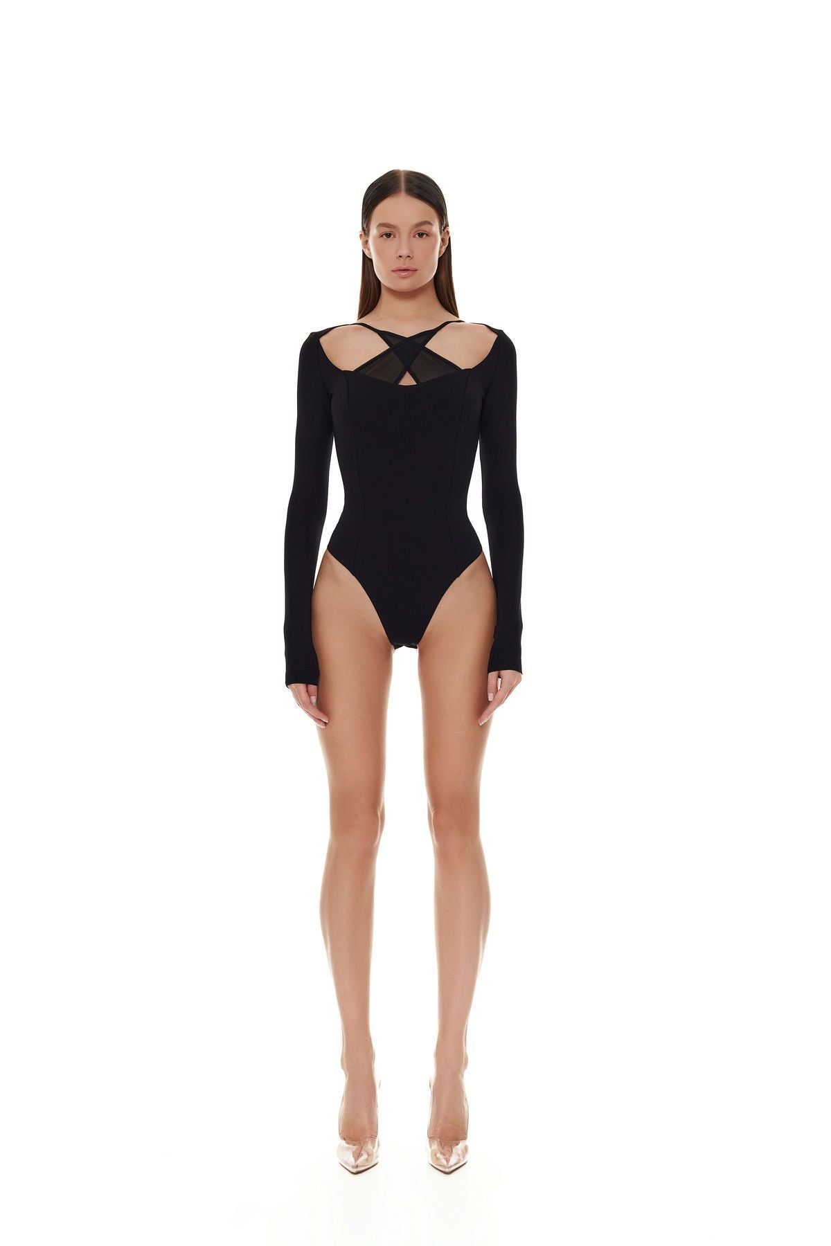 agradable al tacto Body con elemento cruzado, negro