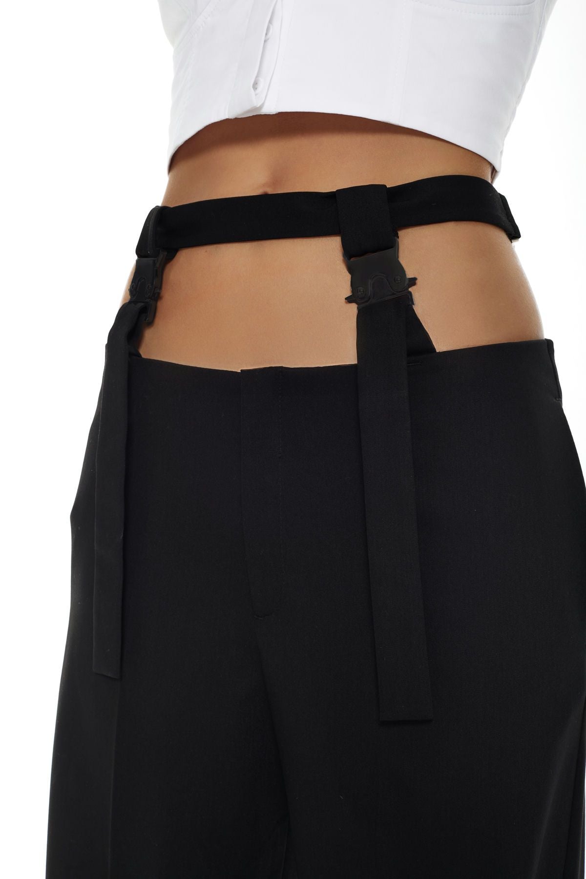 Pantalón con cinturón, negro con cinturó