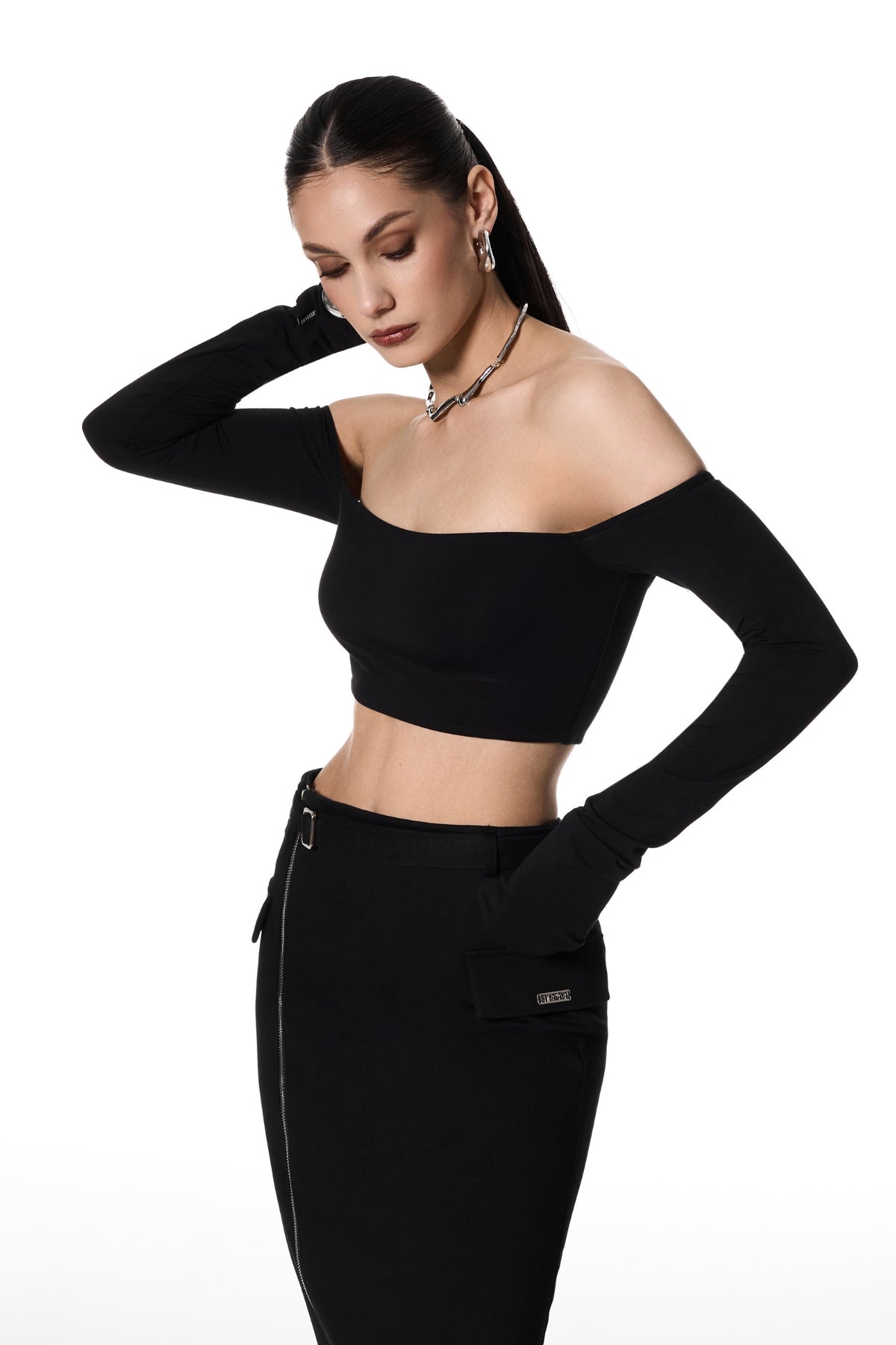 Top bandeau con mangas largas