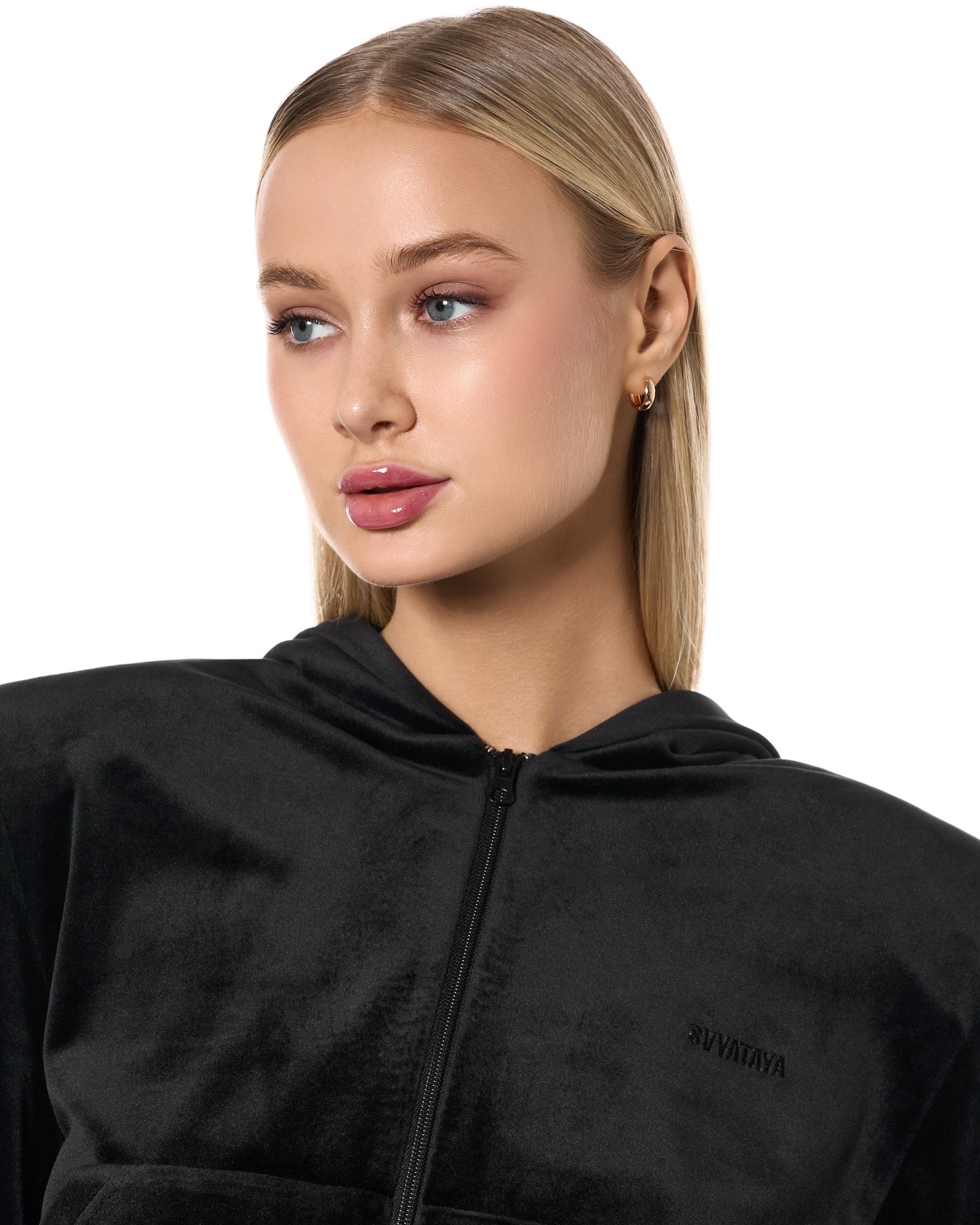 Sudadera con cremallera de terciopelo