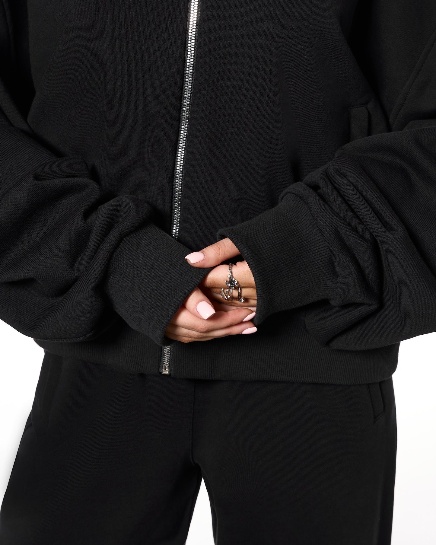 Sudadera con cremallera oversize negro