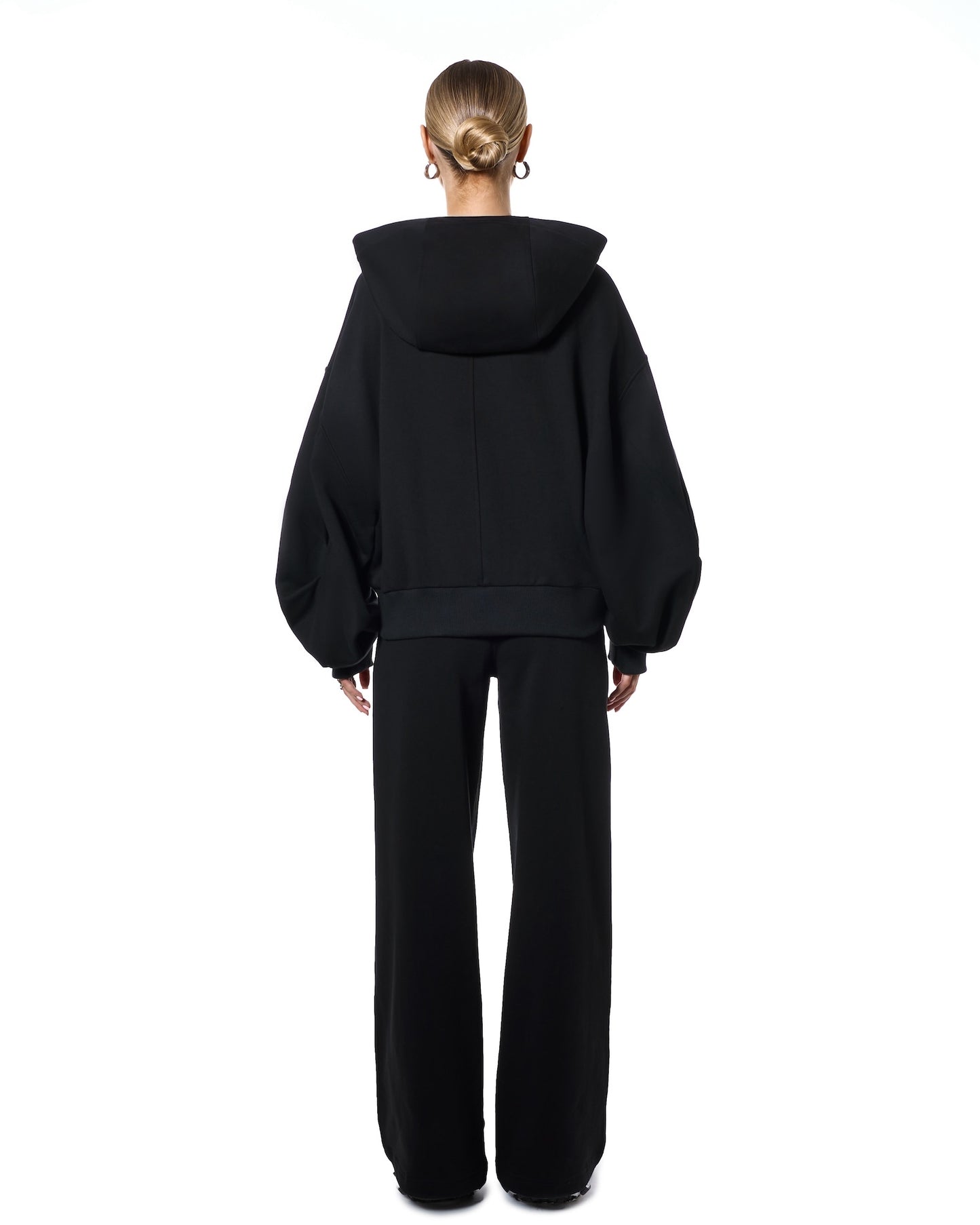 Sudadera con cremallera oversize negro