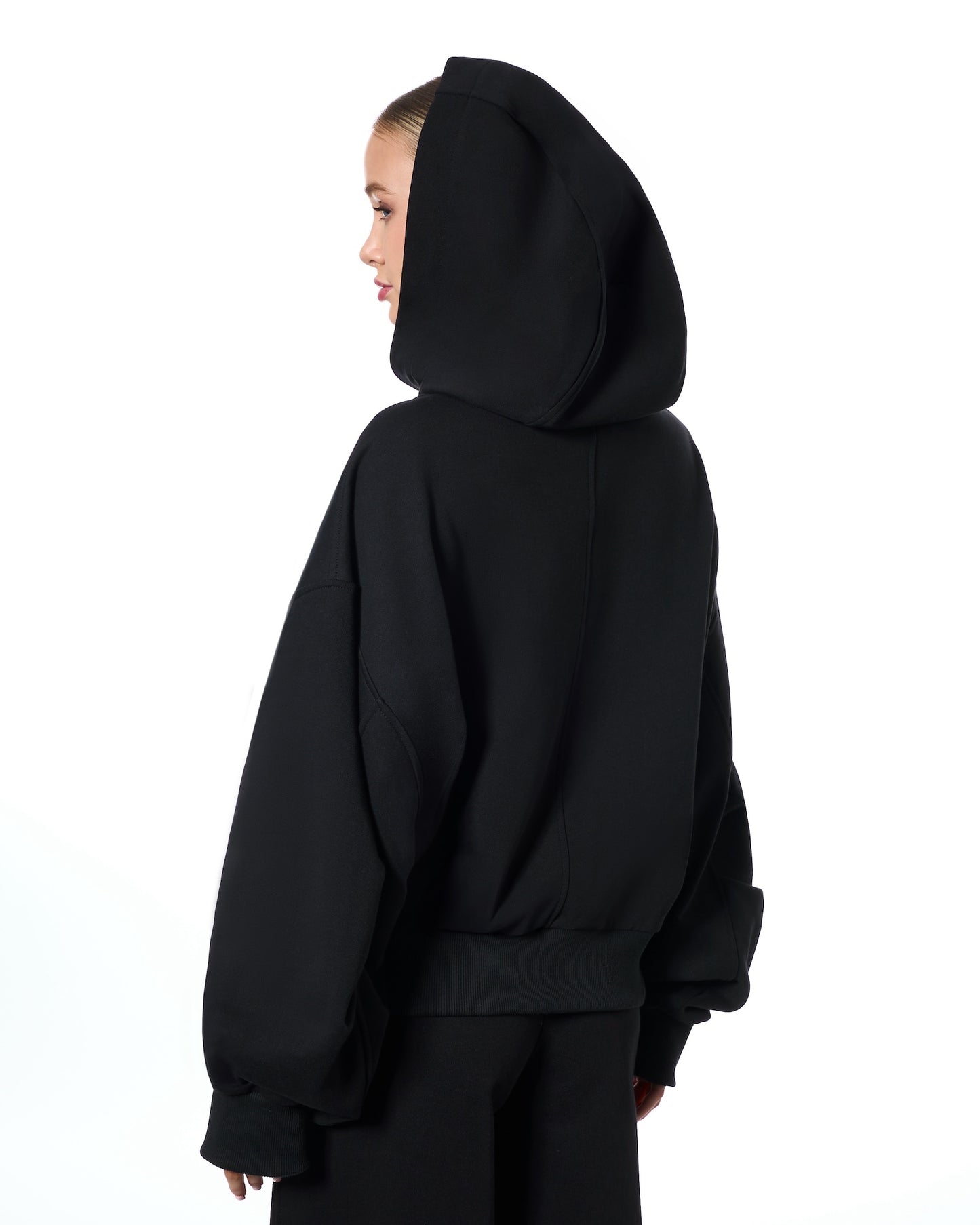 Sudadera con cremallera oversize negro
