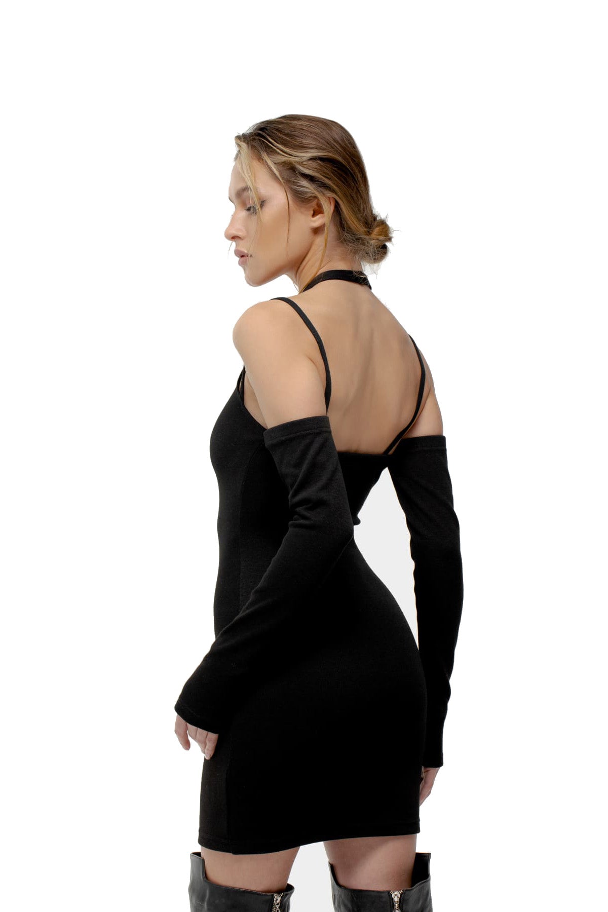 ¡supera tus Minivestido con hombros acentuados, negro